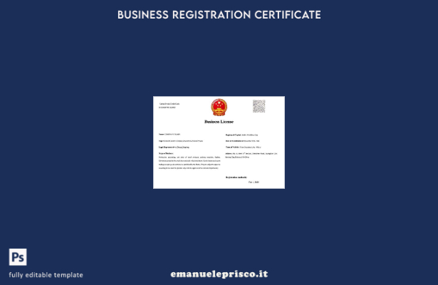 modello Word e PDF di licenza commerciale cinese in stile verificato